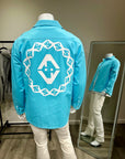 Diamond Stamp Shacket (Teal)