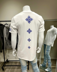 Diamond Spine Fitted T (White & Blue)