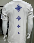 Diamond Spine Fitted T (White & Blue)