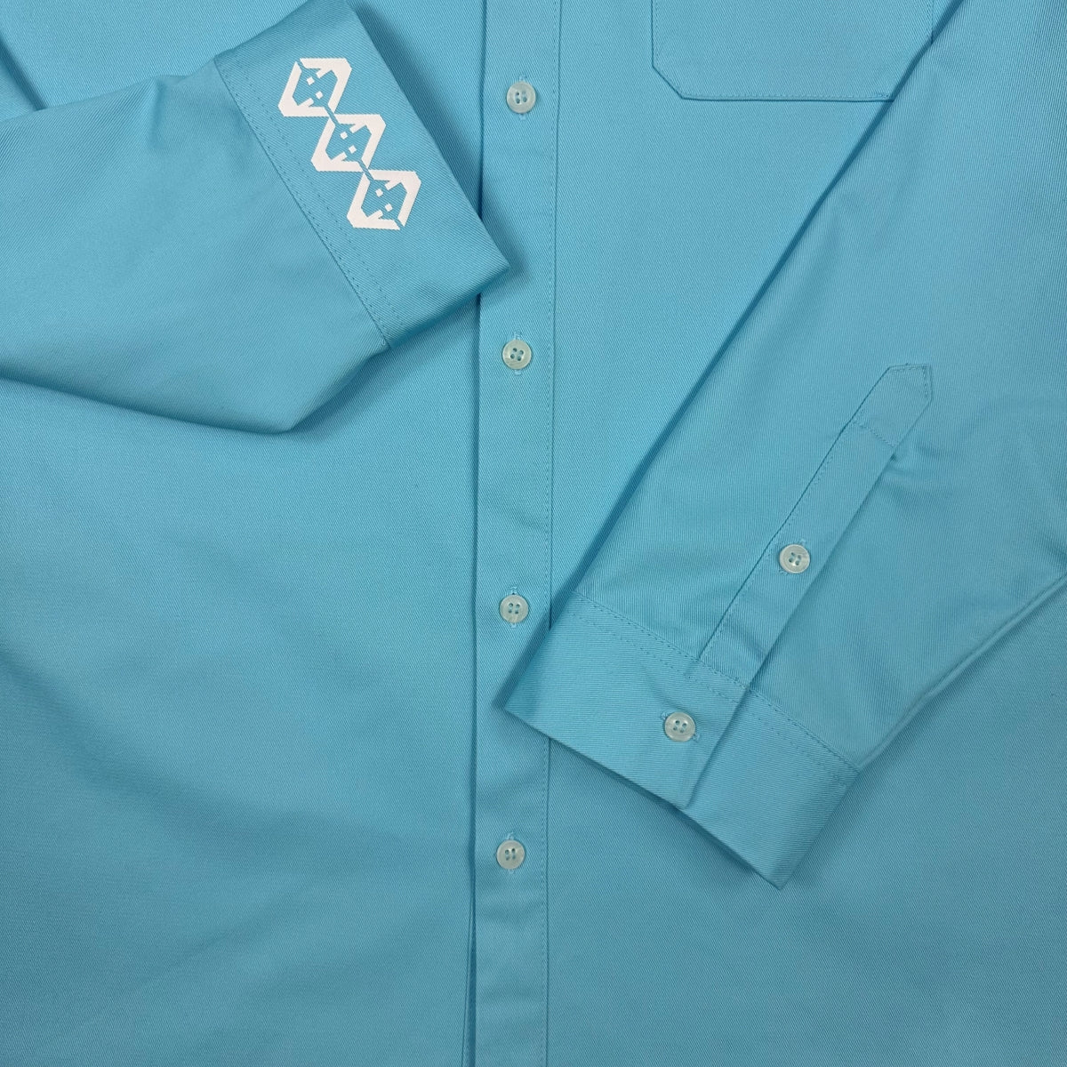 Diamond Stamp Loose Cut Button Up (Teal)