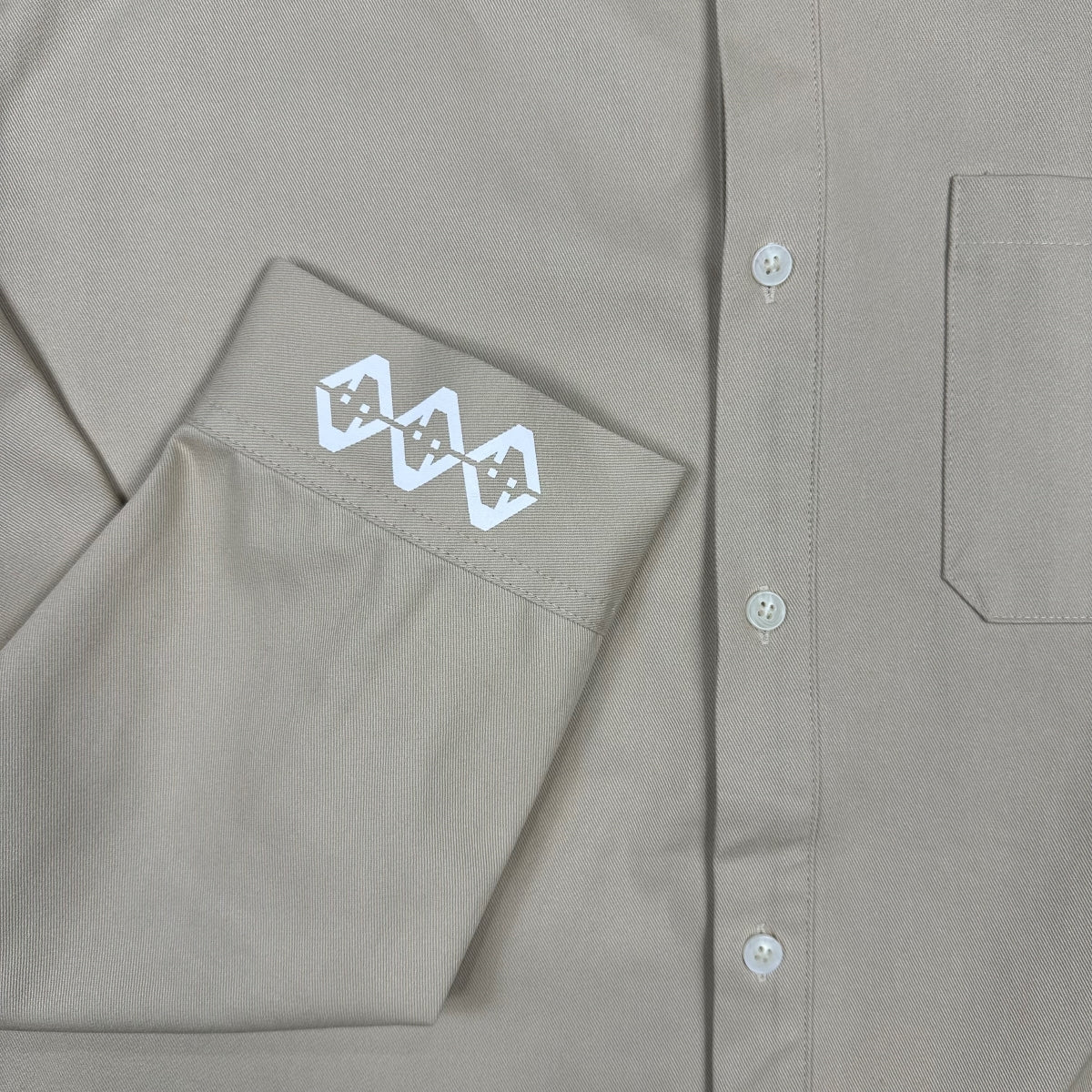 Diamond Stamp Loose Cut Button Up (Beige)