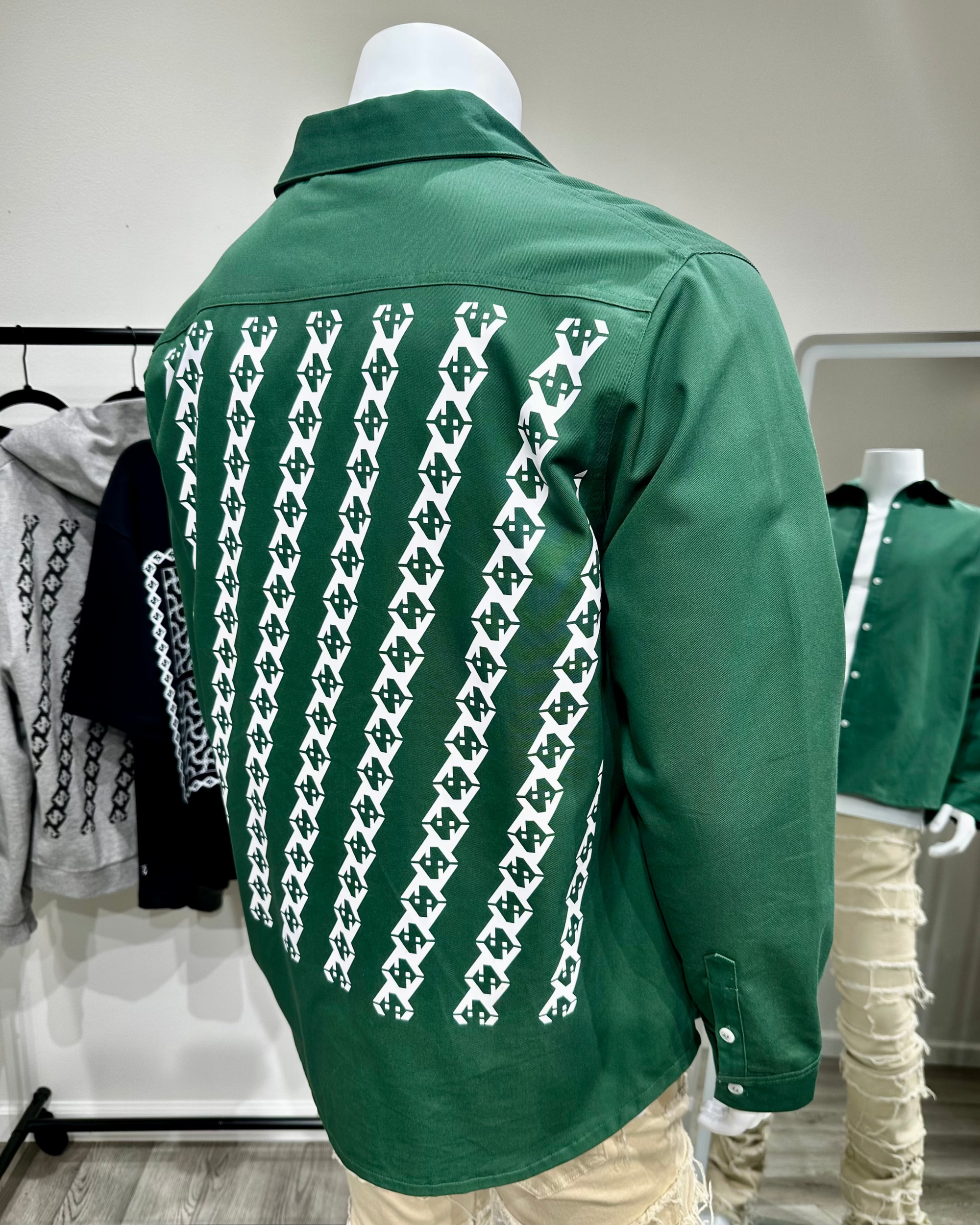 Chain Backplate Shacket (Green)