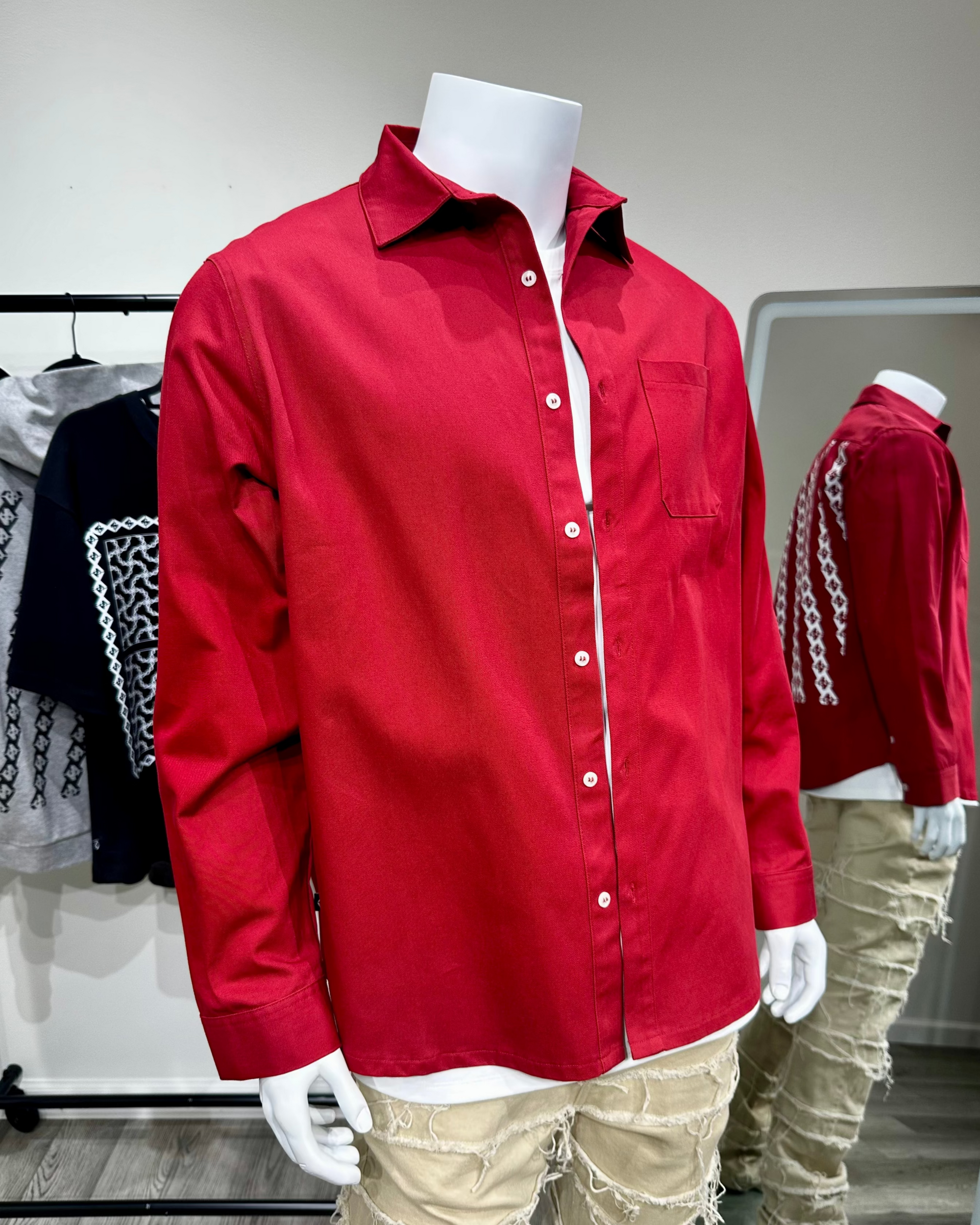 Chain Backplate Shacket (Wine)