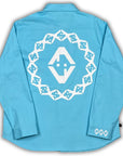 Diamond Stamp Loose Cut Button Up (Teal)